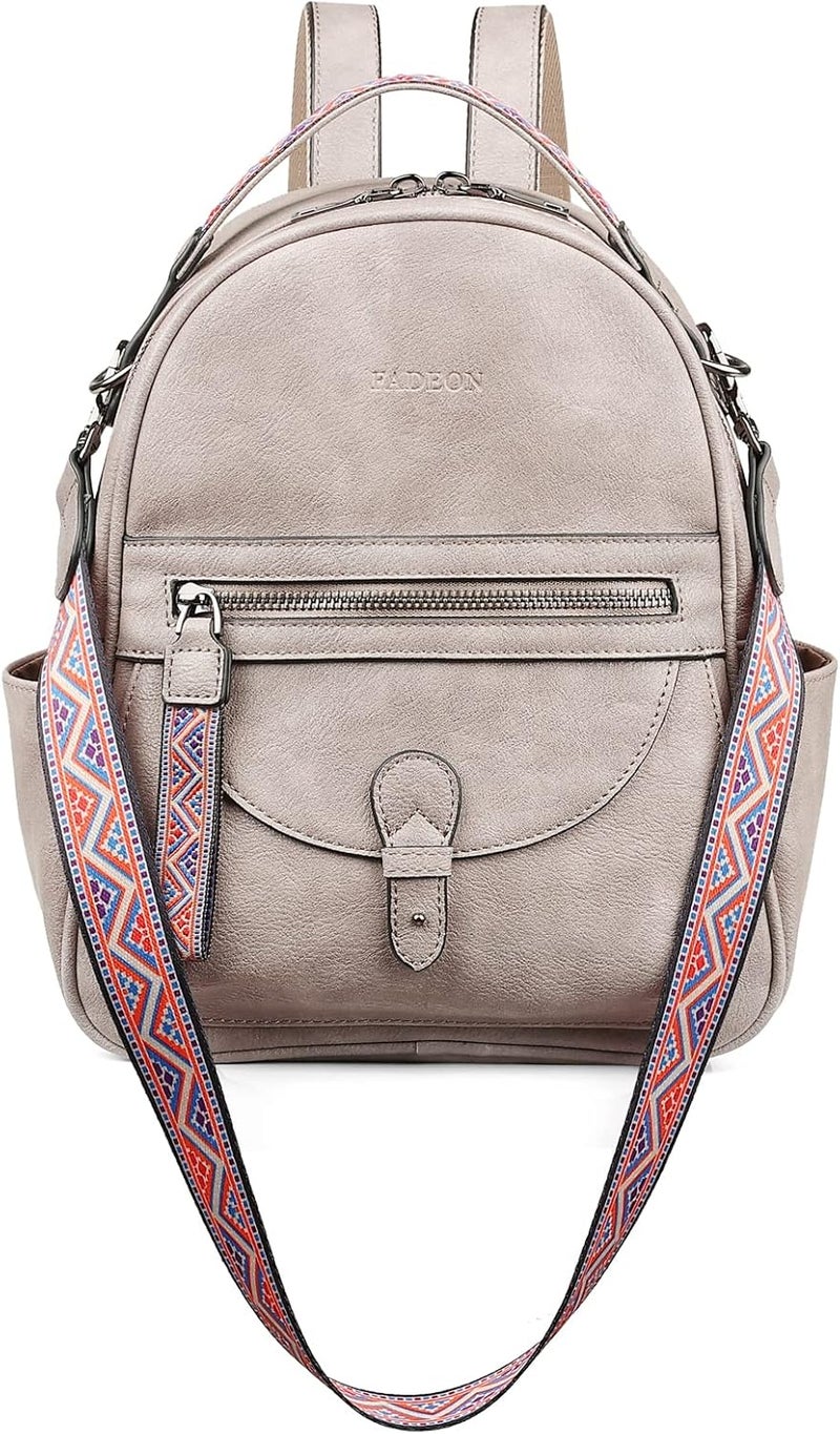 FADEON Mini Backpack Purse for Women, Designer Leather Cute Roomly Small Backpacks, Ladies Shoulder Backpack Fashion Handbag - Image 1